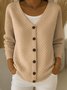 Damen Baumwolle Geometrisch Langarm Bequem Lässig Strickjacke