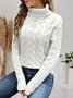 Damen Unifarben Langarm Bequem Lässig Pullover
