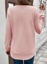 Retro Rundhals Unifarben Sweatshirt Jacquard