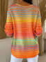 Damen Baumwolle Farbverlauf Langarm Bequem Lässig Pullover