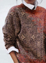 Damen Abstrakt Langarm Bequem Lässig Print Pullover