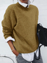 Damen Unifarben Langarm Bequem Lässig Print Pullover