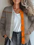Damen Gestrickt Gestreift Langarm Bequem Retro Strickjacke