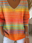 Damen Baumwolle Farbverlauf Langarm Bequem Lässig Pullover