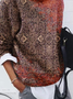 Damen Abstrakt Langarm Bequem Lässig Print Pullover