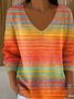 Damen Baumwolle Farbverlauf Langarm Bequem Lässig Pullover