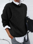 Damen Unifarben Langarm Bequem Lässig Print Pullover