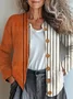 Damen Gestrickt Gestreift Langarm Bequem Retro Strickjacke