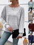 Retro Unifarben Rundhals Langarm T-Shirt
