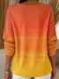 Damen Baumwolle Farbverlauf Langarm Bequem Lässig Pullover