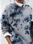 Damen Abstrakt Langarm Bequem Lässig Print Pullover
