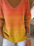 Damen Baumwolle Farbverlauf Langarm Bequem Lässig Pullover