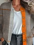 Damen Gestrickt Gestreift Langarm Bequem Retro Strickjacke