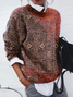 Damen Abstrakt Langarm Bequem Lässig Print Pullover