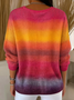 Damen Baumwolle Farbverlauf Langarm Bequem Lässig Pullover