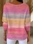 Damen Baumwolle Farbverlauf Langarm Bequem Lässig Pullover