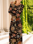Damen Geblümt Frühling/Herbst Kleid Rundhals Langarm T-Shirt-Kleid A-Linien-Kleid
