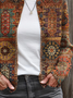 Damen Abstrakt Langarm Bequem Retro Print Strickjacke