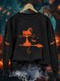 Retro Rundhals Katze Sweatshirt