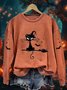 Retro Rundhals Katze Sweatshirt