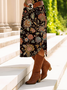 Damen Geblümt Frühling/Herbst Kleid Rundhals Langarm T-Shirt-Kleid A-Linien-Kleid