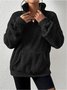 Retro Mock Neck Unifarben Sweatshirt Nahtverarbeitung