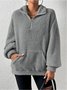 Retro Mock Neck Unifarben Sweatshirt Nahtverarbeitung
