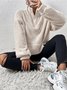 Retro Mock Neck Unifarben Sweatshirt Nahtverarbeitung