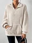 Retro Mock Neck Unifarben Sweatshirt Nahtverarbeitung