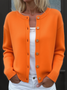 Damen Wolle/Stricken Unifarben Langarm Bequem Lässig Strickjacke