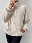Retro Mock Neck Unifarben Sweatshirt Nahtverarbeitung