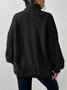 Retro Mock Neck Unifarben Sweatshirt Nahtverarbeitung