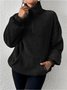 Retro Mock Neck Unifarben Sweatshirt Nahtverarbeitung