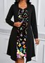 Damen Tier Frühling/Herbst Kleid Rundhals Langarm A-Linien-Kleid