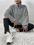 Retro Mock Neck Unifarben Sweatshirt Nahtverarbeitung