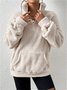 Retro Mock Neck Unifarben Sweatshirt Nahtverarbeitung