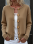 Damen Wolle/Stricken Unifarben Langarm Bequem Lässig Strickjacke
