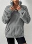 Retro Mock Neck Unifarben Sweatshirt Nahtverarbeitung