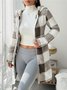 Damen Frühling/Herbst Oberbekleidung Lässig Geometrisch Langarm Kapuze Jacke