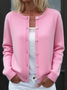 Damen Wolle/Stricken Unifarben Langarm Bequem Lässig Strickjacke