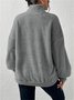 Retro Mock Neck Unifarben Sweatshirt Nahtverarbeitung