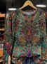 Lässig Rundhals Geblümt Sweatshirt Print