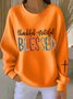 Lässig Rundhals Textbriefe Sweatshirt