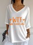 Retro Textbriefe Rundhals Dreiviertelärmel T-Shirt