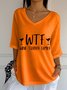 Retro Textbriefe Rundhals Dreiviertelärmel T-Shirt