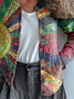 Damen Abstrakt Langarm Bequem Retro Print Strickjacke