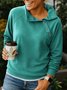 Retro Asymmetrisch Ausschnitt Unifarben Sweatshirt Nahtverarbeitung