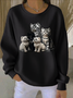 Lässig Rundhals Tier Sweatshirt