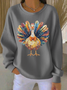 Lässig Rundhals Truthahn Sweatshirt