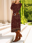 Damen Geblümt Frühling/Herbst Kleid Rundhals Langarm T-Shirt-Kleid A-Linien-Kleid